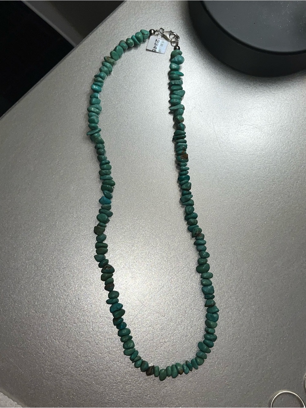 Green Turquoise Chip Bead Necklace - Women Jewelry 17 Inch